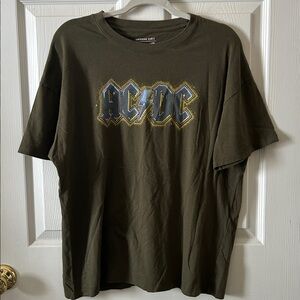 American Eagle AC⚡️DC Band Shirt T-Shirt Tee Womens Sz Med Rock n Roll Green Y2K
